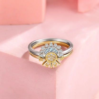 Sun & Moon Couple Ring Set — Sterling Silver